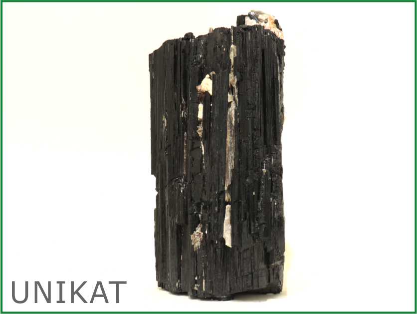 Schwarzer Turmalin - Naturkristall mit Muskovit und Glimmer